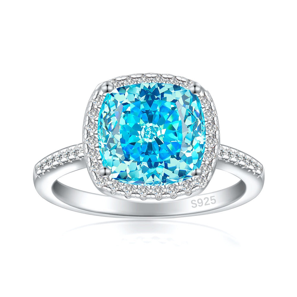 3.5ct Cushion Cut Halo Multi Color Sterling Silver Engagement Ring shine of diamond