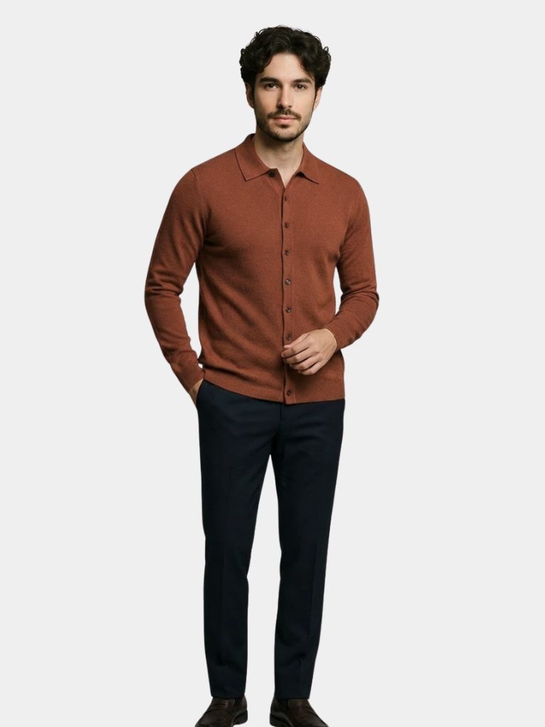 100% Cashmere Polo Cardigan - Casa  Laro CASA LARO