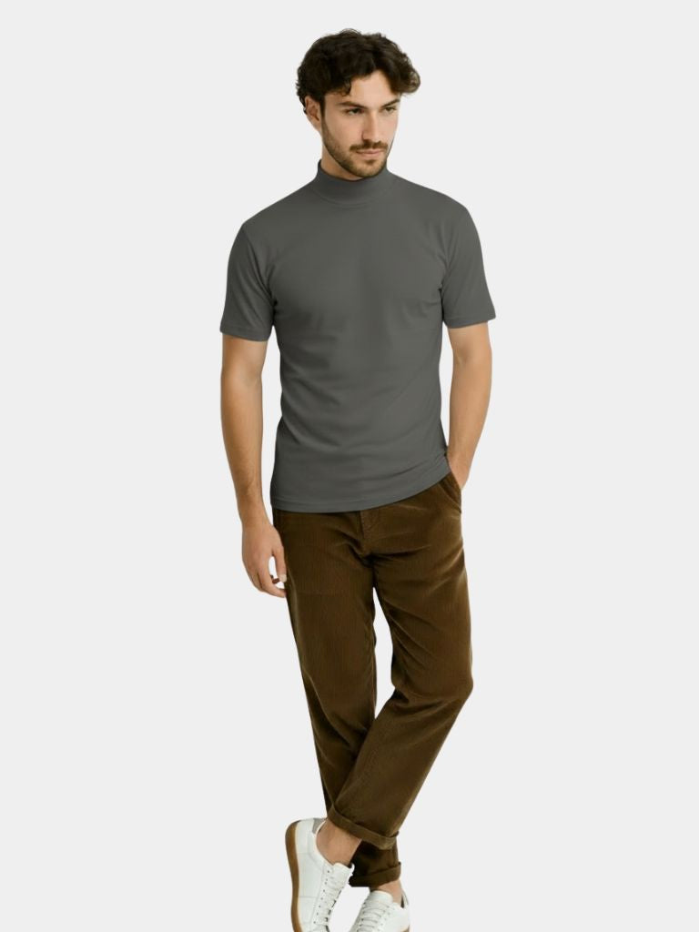 Solid Casual Turtle Neck T-Shirt - Casa  Laro CASA LARO