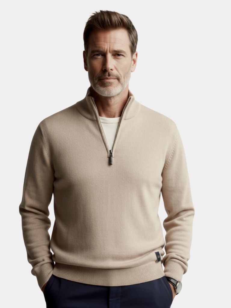 Half Zip Knitwear Solid Color Cardigan Sweater - Casa  Laro CASA LARO