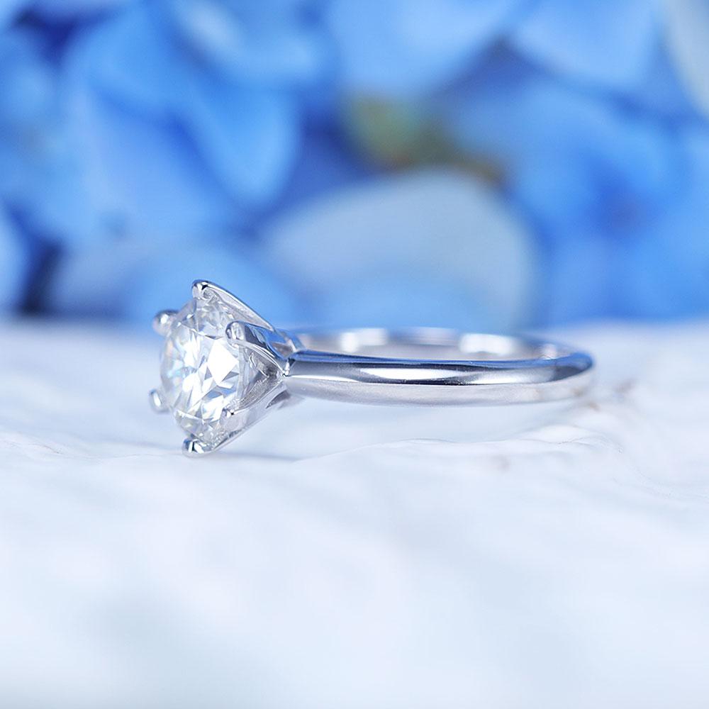 ShineofDiamond Simple Round Cut Moissanite Sterling Silver Ring Shine of Diamond