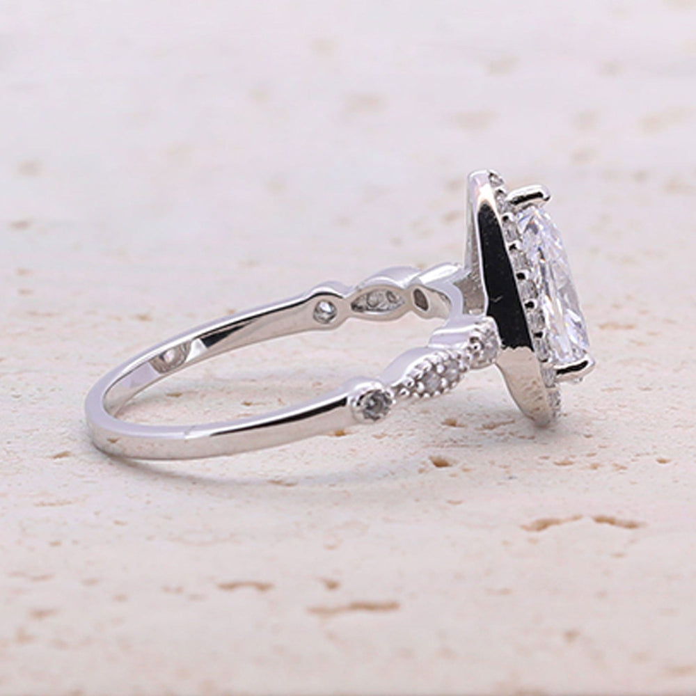 1.5CT Retro Pear Cut Half Eternity Engagement Ring shine of diamond