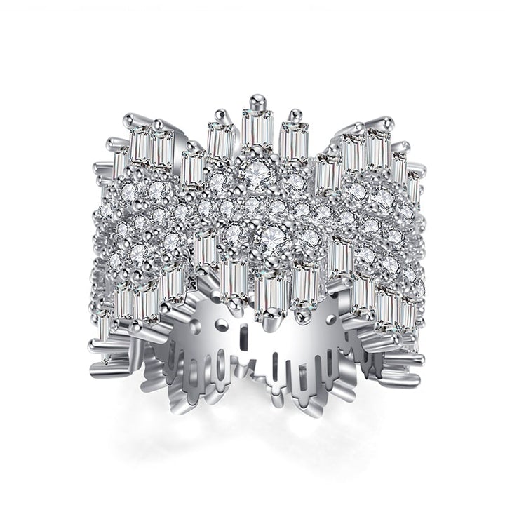 Luxury Irregular Multi Cut 925 Sterling Silver Wedding Band Shineofdiamond