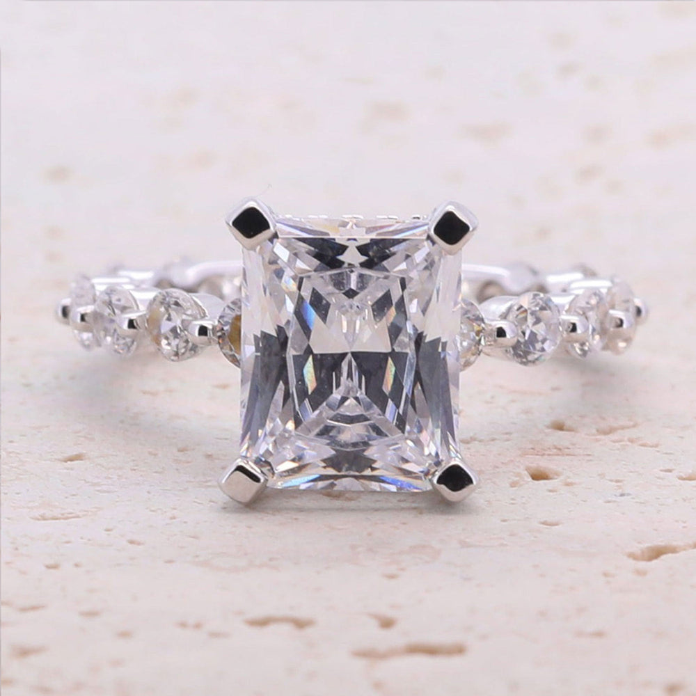 Classic 4.0ct Princess Cut Sterling Silver Engagement Ring Set shine of diamond