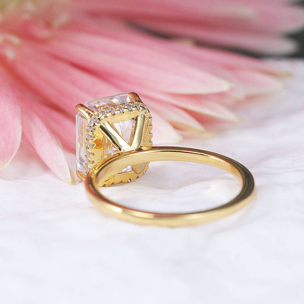 Stunning 2Pcs Radiant Cut Sterling Silver Ring Set With Half Eternity Band Shine of Diamond