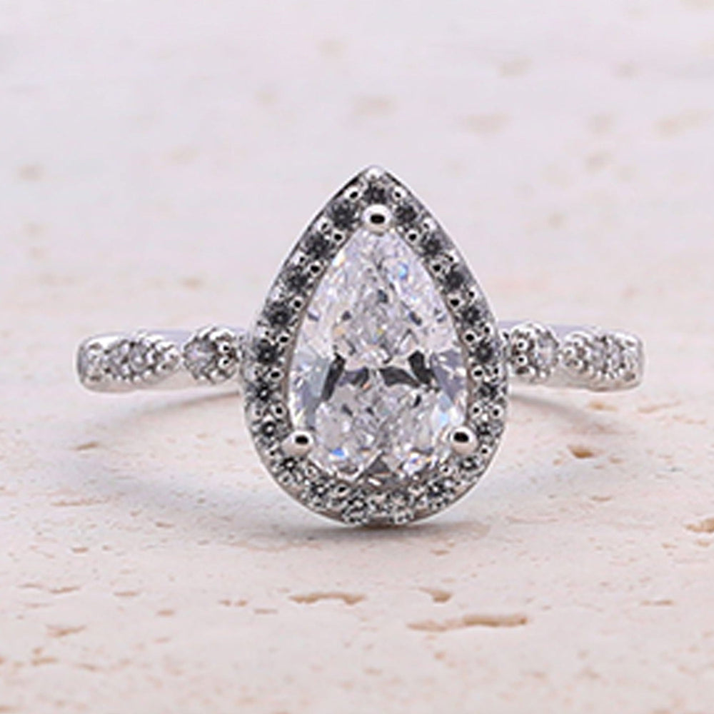 1.5CT Retro Pear Cut Half Eternity Engagement Ring shine of diamond