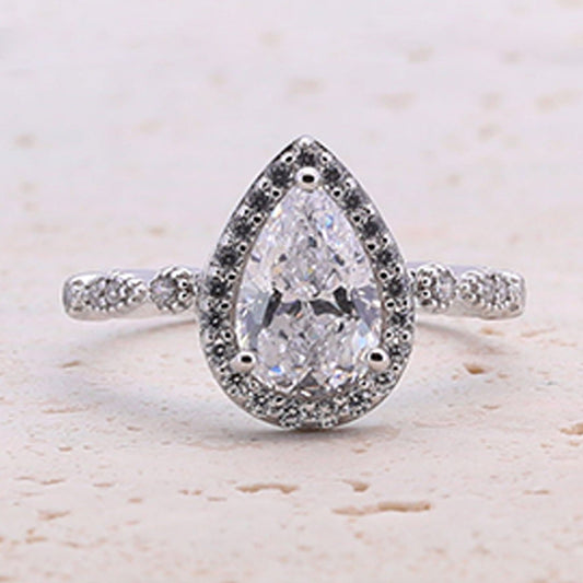 1.5CT Retro Pear Cut Half Eternity Engagement Ring shine of diamond