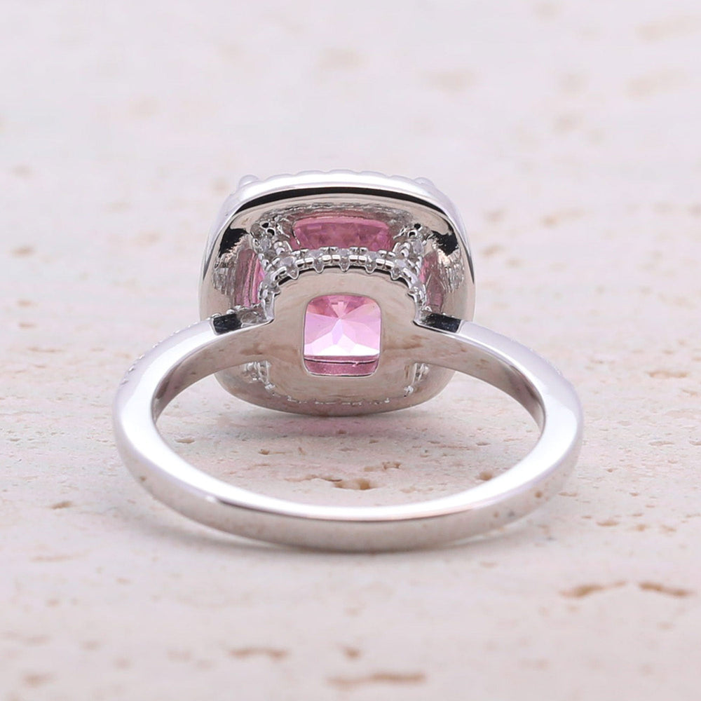 3.5ct Cushion Cut Halo Multi Color Sterling Silver Engagement Ring shine of diamond