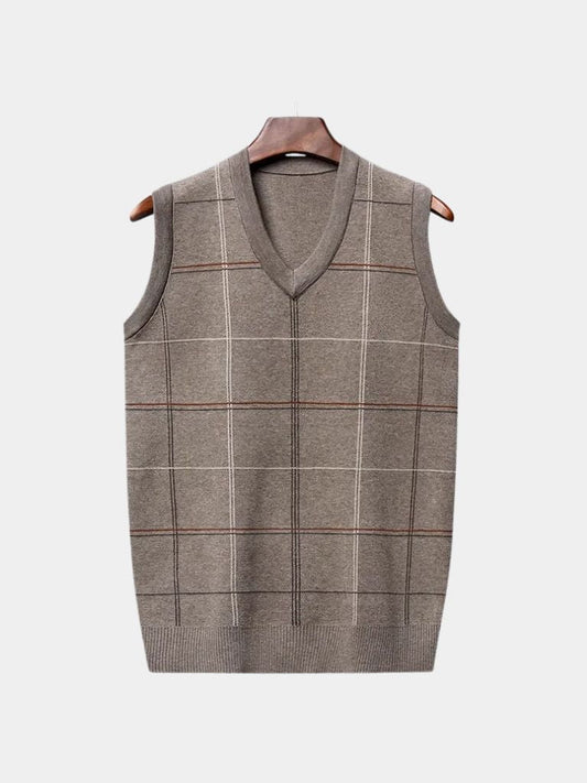 Academic Checkered Knit Vest - Casa  Laro CASA LARO