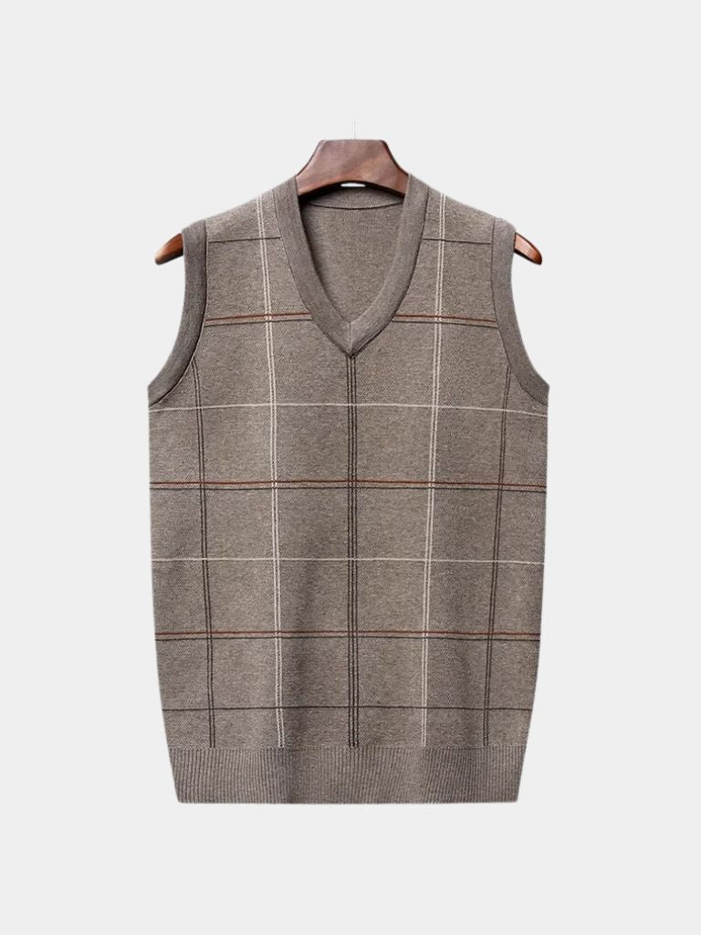 Academic Checkered Knit Vest - Casa  Laro CASA LARO