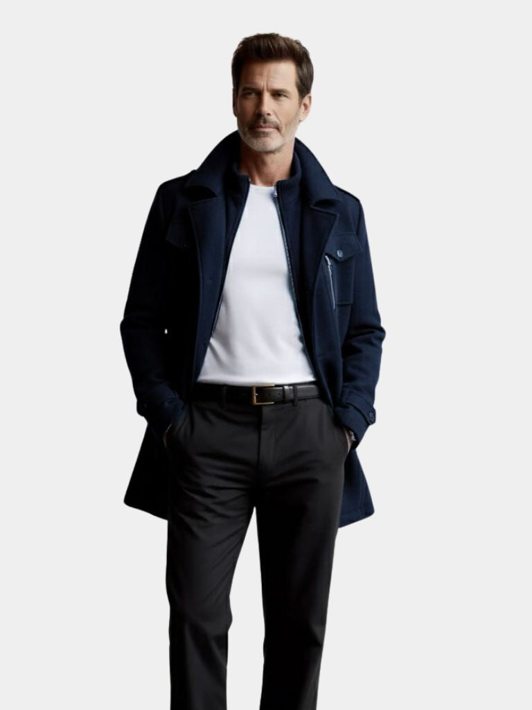 Aristocratic Black Wool Overcoat - Casa  Laro CASA LARO