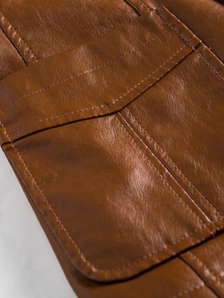 Bold Caramel Leather Jacket - Casa  Laro CASA LARO