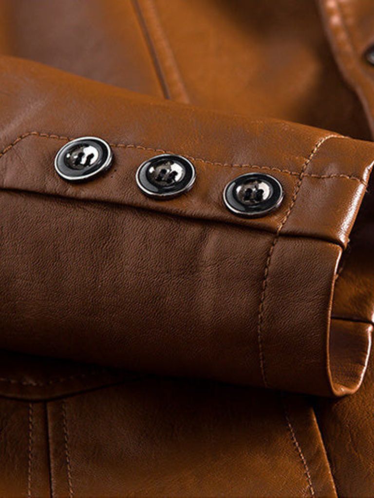 Bold Caramel Leather Jacket - Casa  Laro CASA LARO