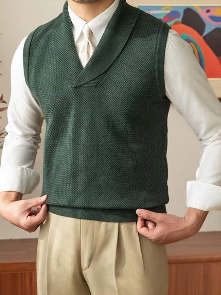 British Knit Vest Waistcoat - Casa  Laro CASA LARO