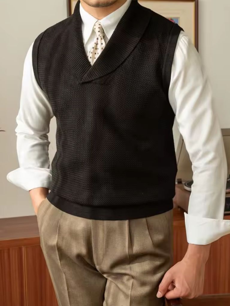 British Knit Vest Waistcoat - Casa  Laro CASA LARO