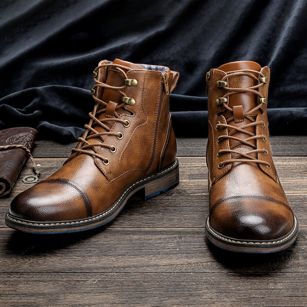 Brown Rugged Leather Western - Boots CASA LARO MEN