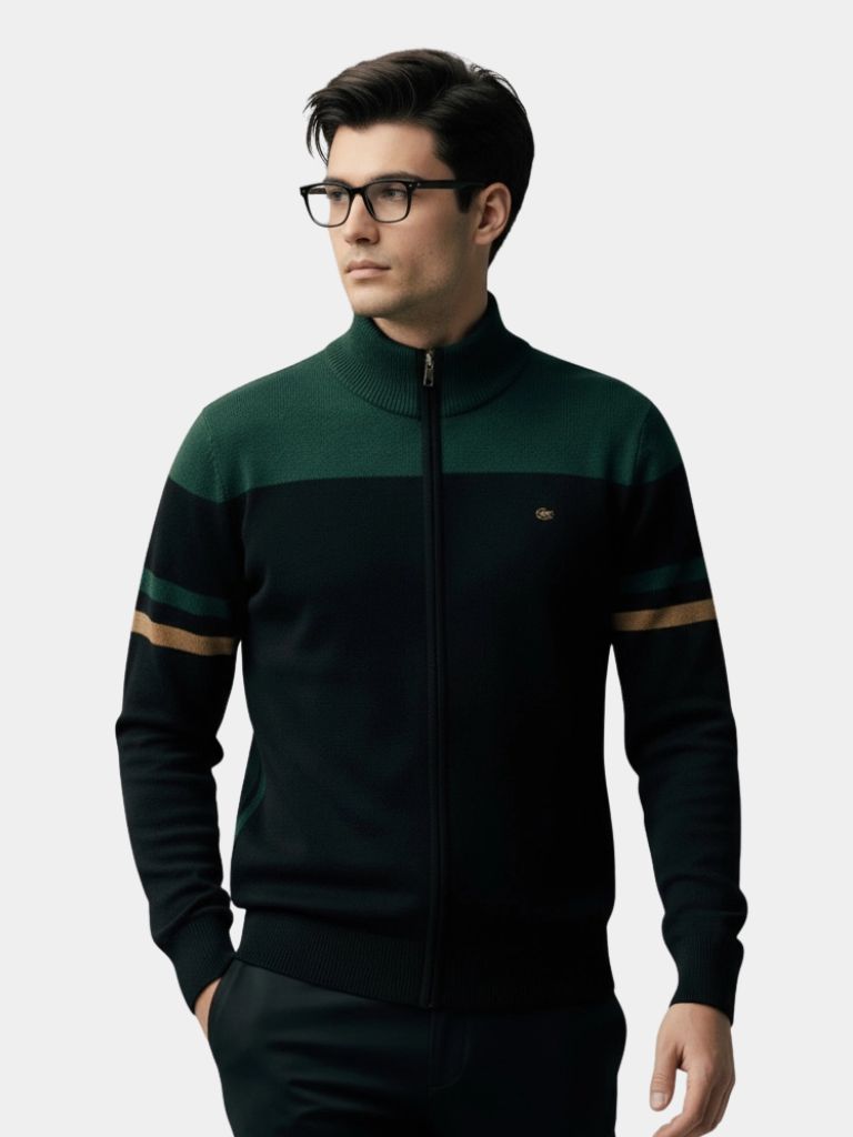 Cardigan Sweater Zipper Standing Collar Knitwear - Casa  Laro CASA LARO