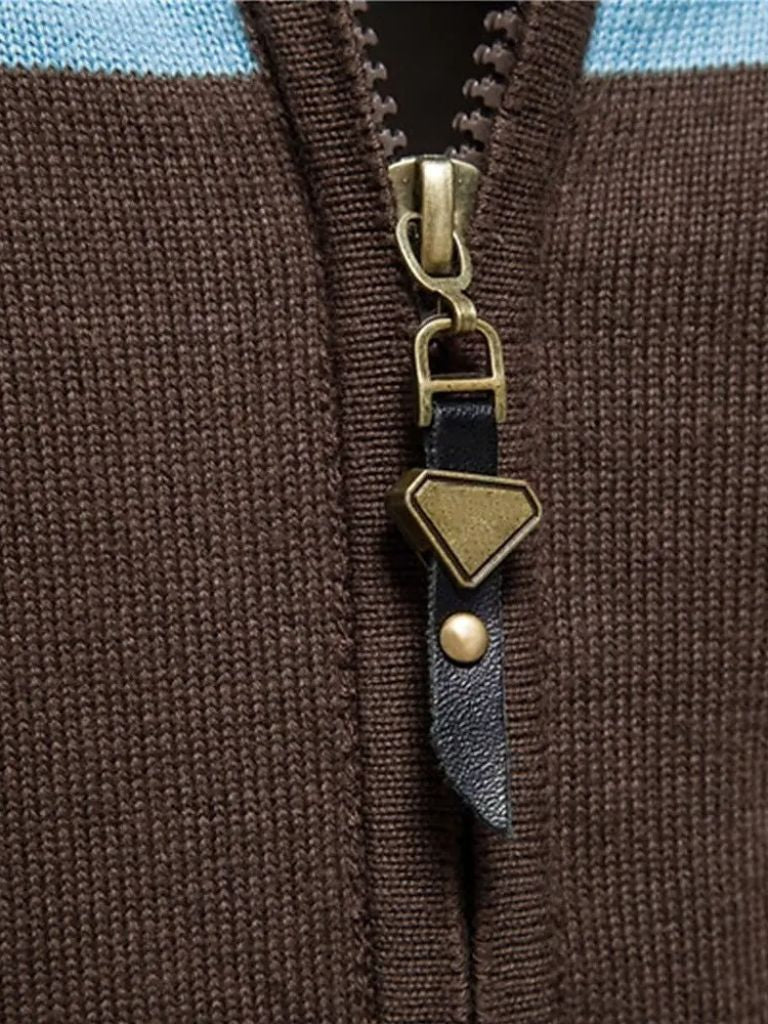 Cardigan Sweater Zipper Standing Collar Knitwear - Casa  Laro CASA LARO