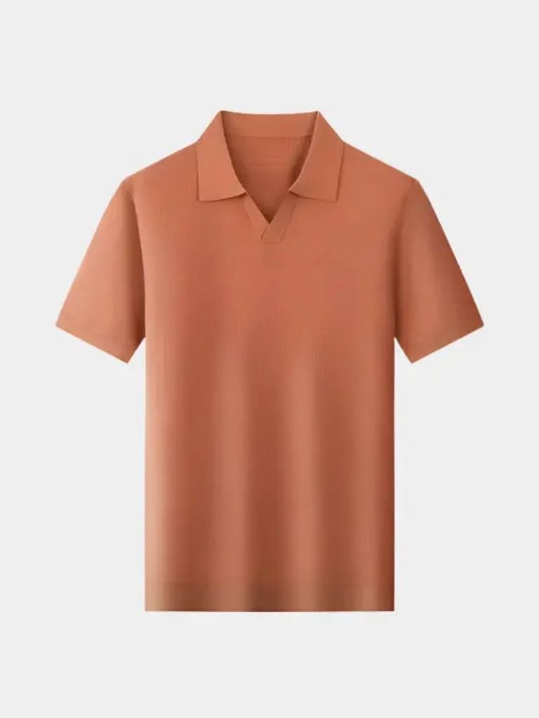 Casual Buttonless Knit Polo Shirt - Casa  Laro CASA LARO