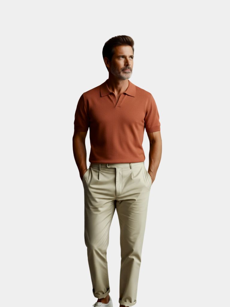Casual Buttonless Knit Polo Shirt - Casa  Laro CASA LARO