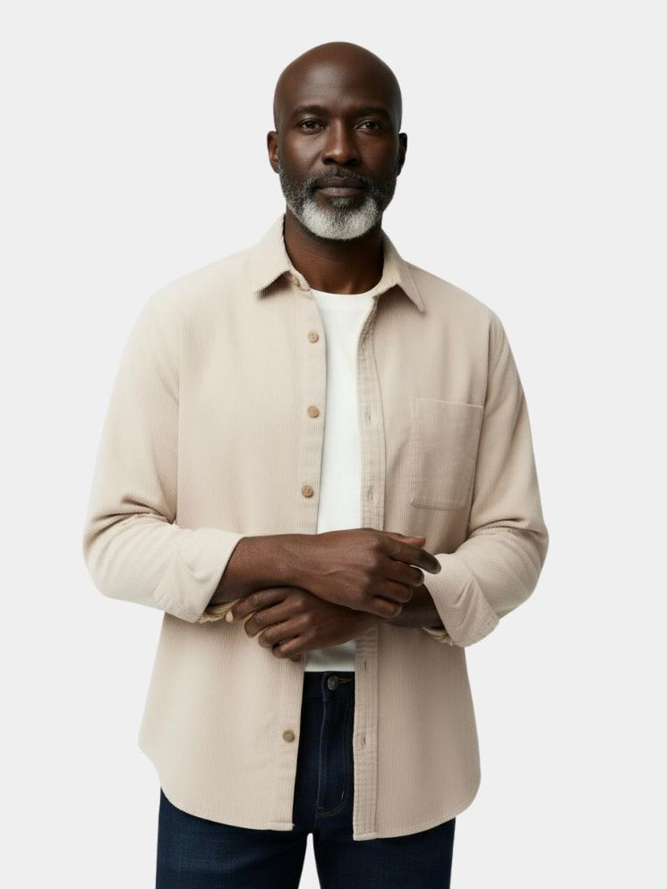 Casual Solid Corduroy Shirt - Casa  Laro CASA LARO
