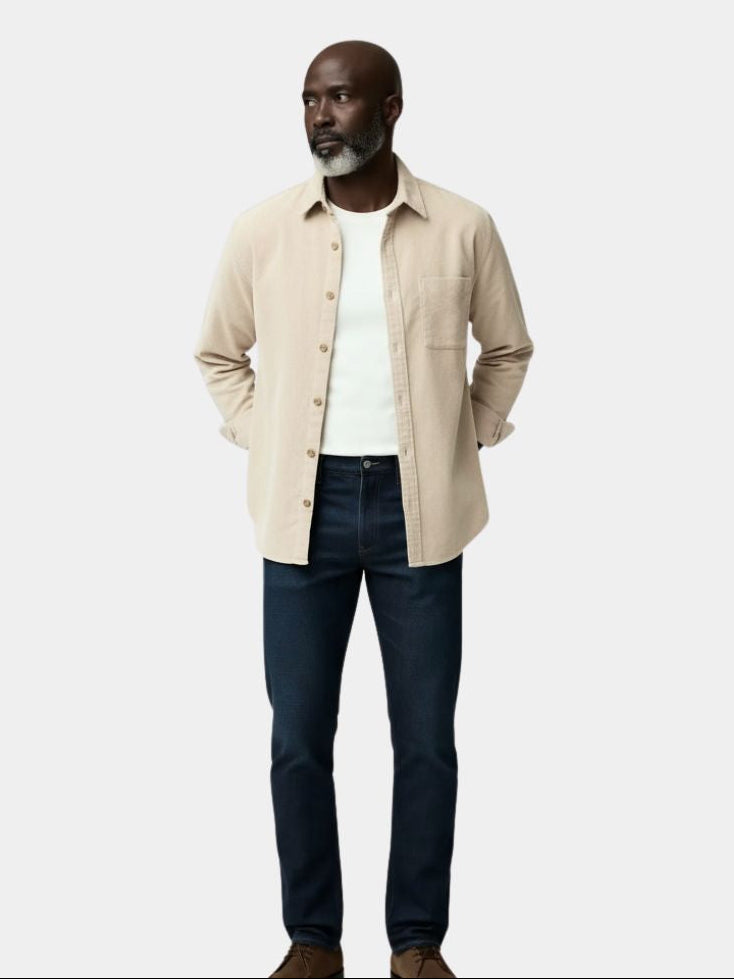 Casual Solid Corduroy Shirt - Casa  Laro CASA LARO