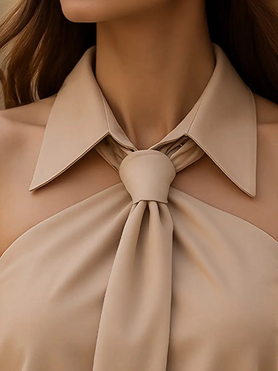 Chic Sleeveless Halter with Neck Tie Detail - Halter Blouse CASA LARO