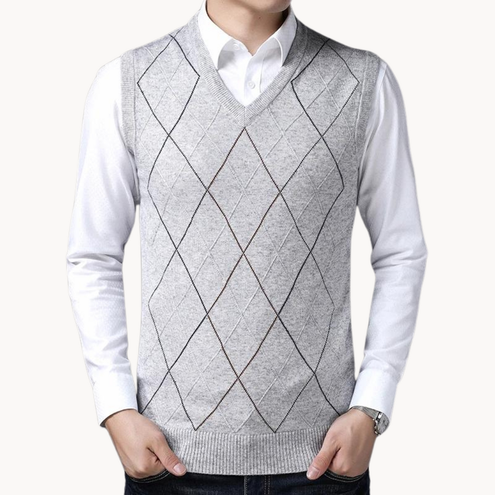 Chunky Ribbed V-Neck Knit - Sweater Vest CASA LARO MEN