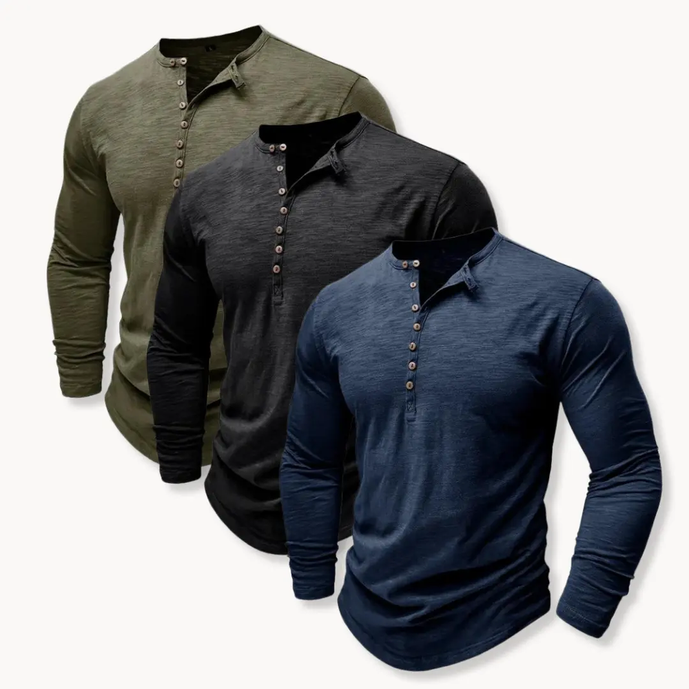 Classic Cotton Henley - T-Shirt CASA LARO