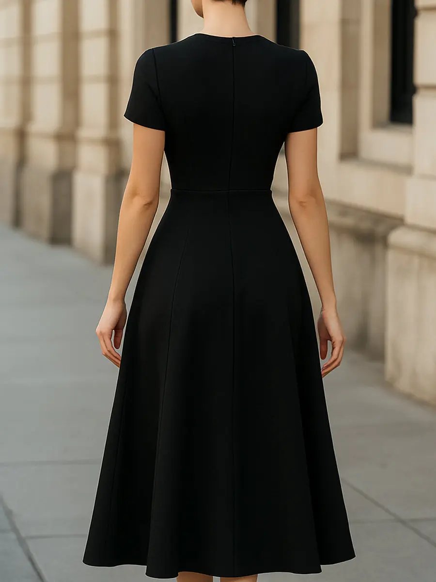 Classic Elegant A-Line Flared Silhouette - Midi Dress CASA LARO