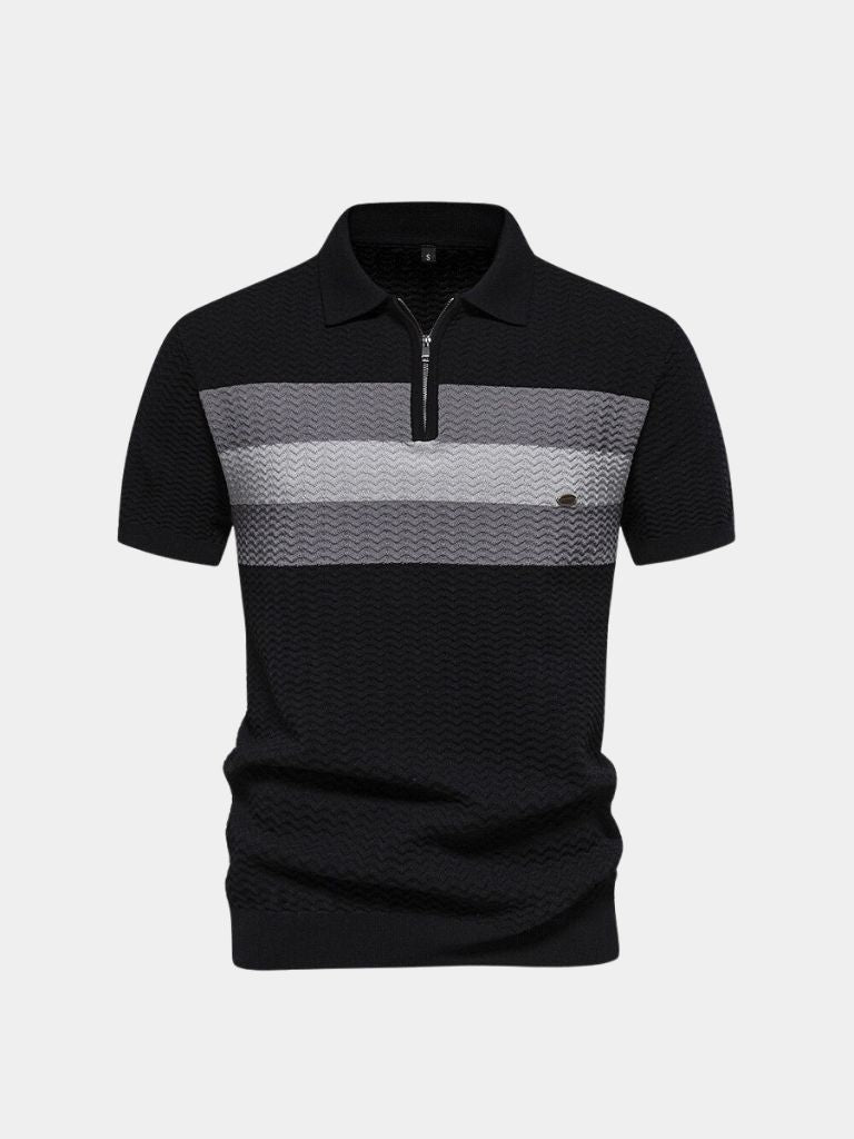 Classic Fit Quarter Zip Business Casual Short Sleeves Polo - Casa  Laro CASA LARO