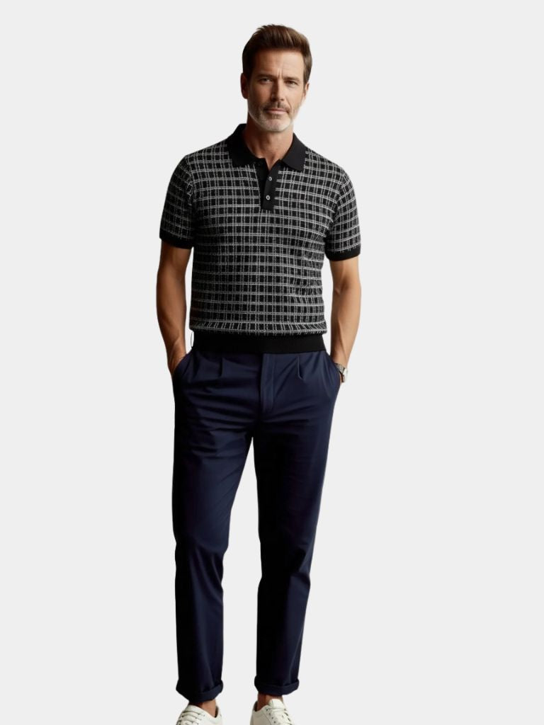Classic Noir Knit Polo Shirt - Casa  Laro CASA LARO