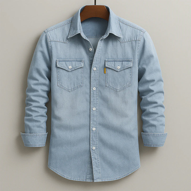Classic Washed Denim Button-Up - Shirt CASA LARO MEN