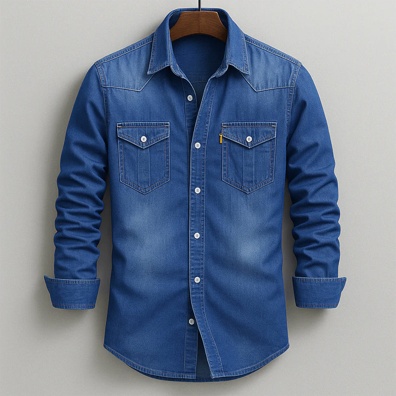 Classic Washed Denim Button-Up - Shirt CASA LARO MEN