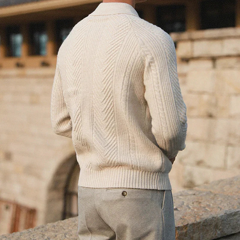 Collared Ribbed Knit - Sweater CASA LARO MEN