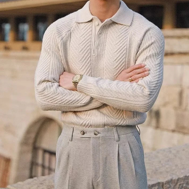 Collared Ribbed Knit - Sweater CASA LARO MEN