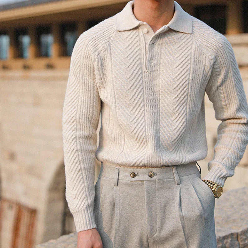 Collared Ribbed Knit - Sweater CASA LARO MEN