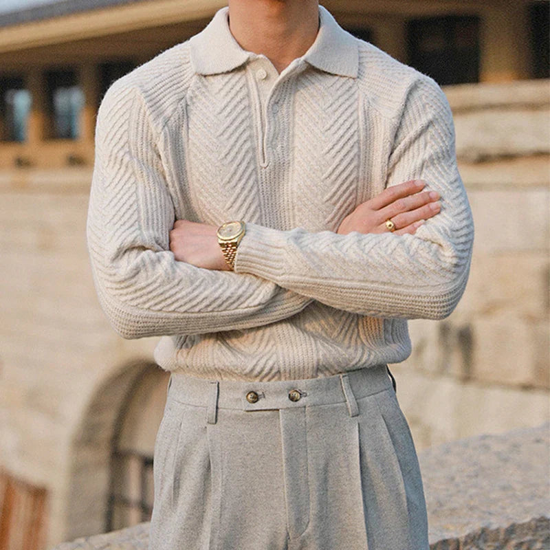 Collared Ribbed Knit - Sweater CASA LARO MEN