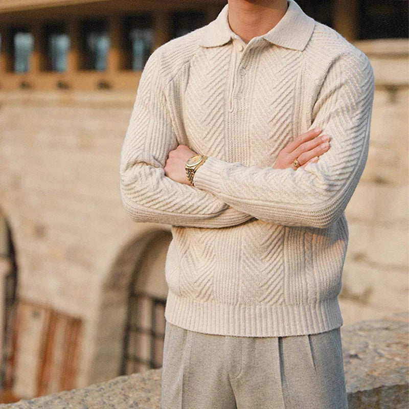 Collared Ribbed Knit - Sweater CASA LARO MEN