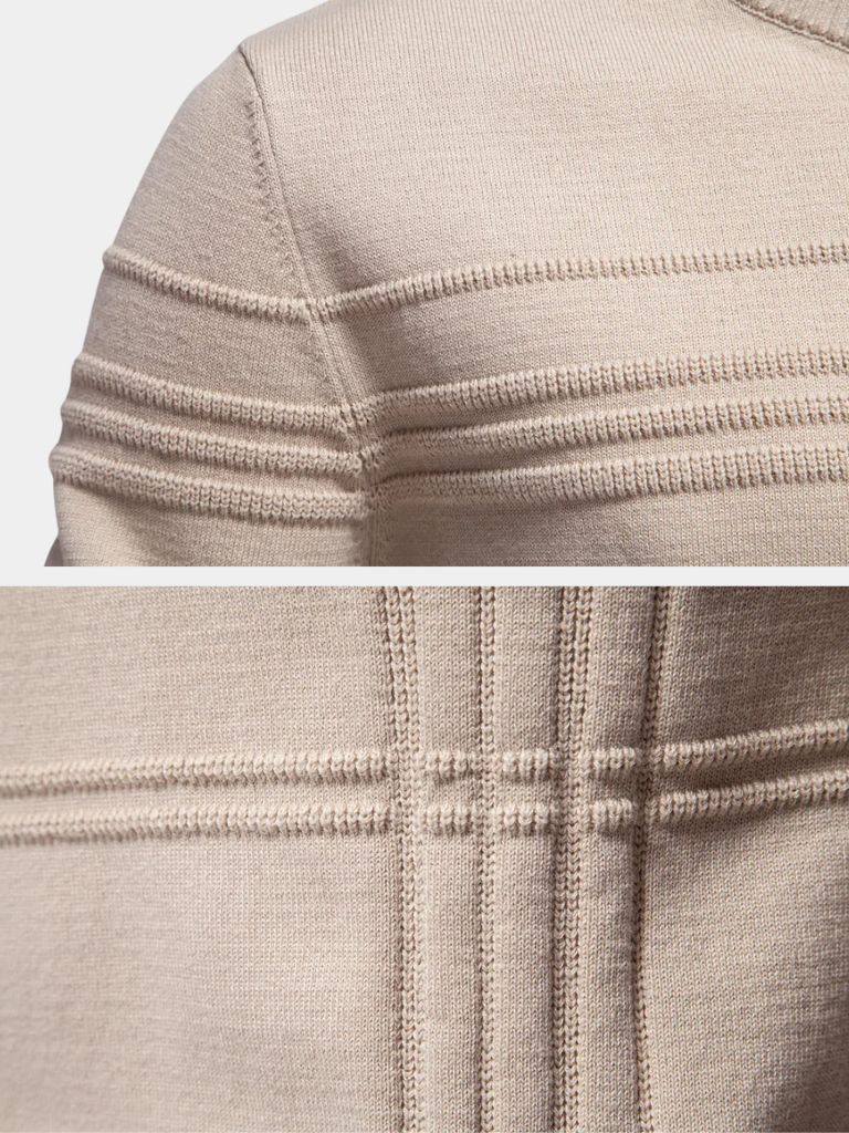 Cotton Knitted Stripped Crew Neck Pullover Sweater - Casa  Laro CASA LARO