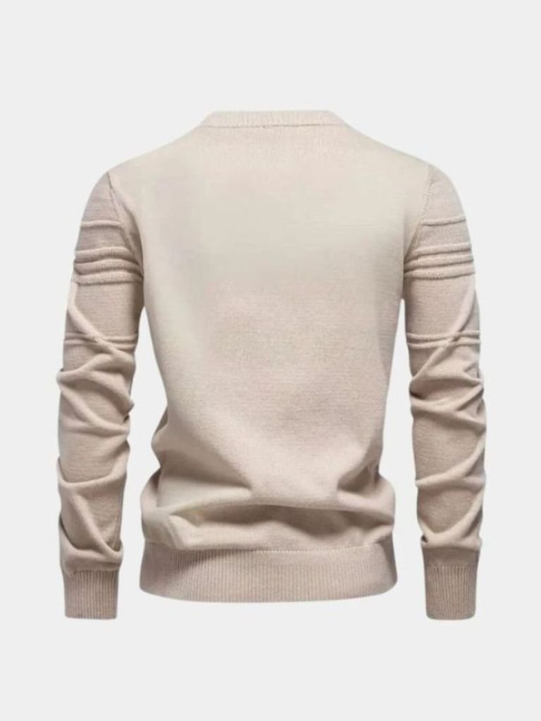 Cotton Knitted Stripped Crew Neck Pullover Sweater - Casa  Laro CASA LARO