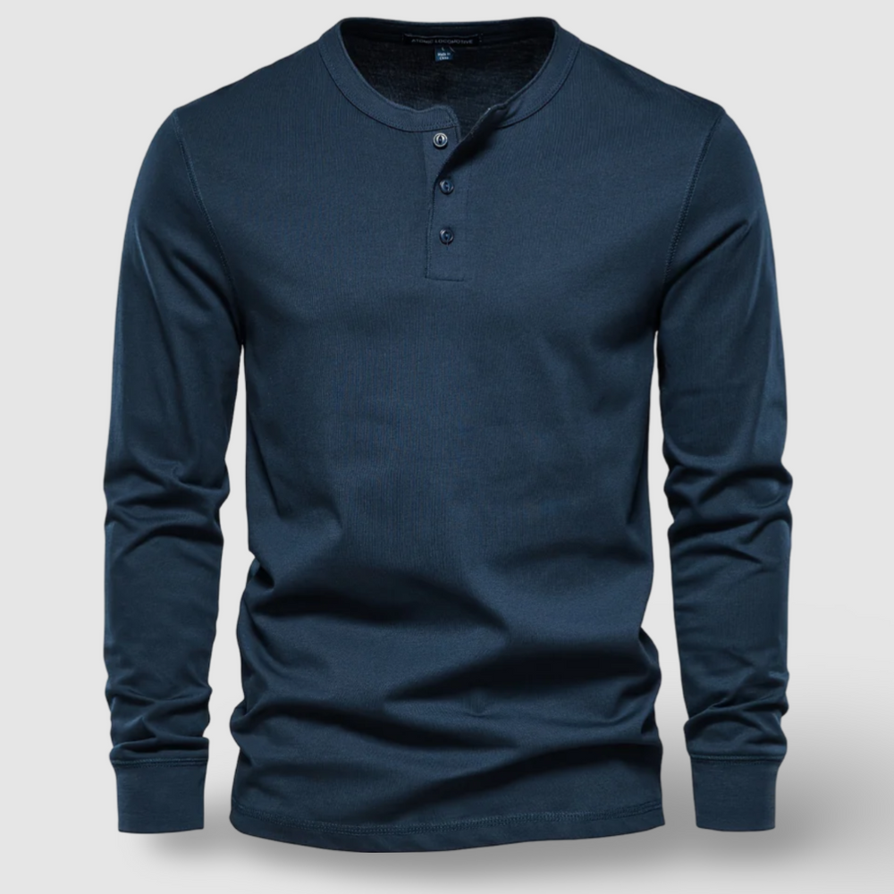 Cotton Long Sleeve Henley - T-Shirt CASA LARO MEN