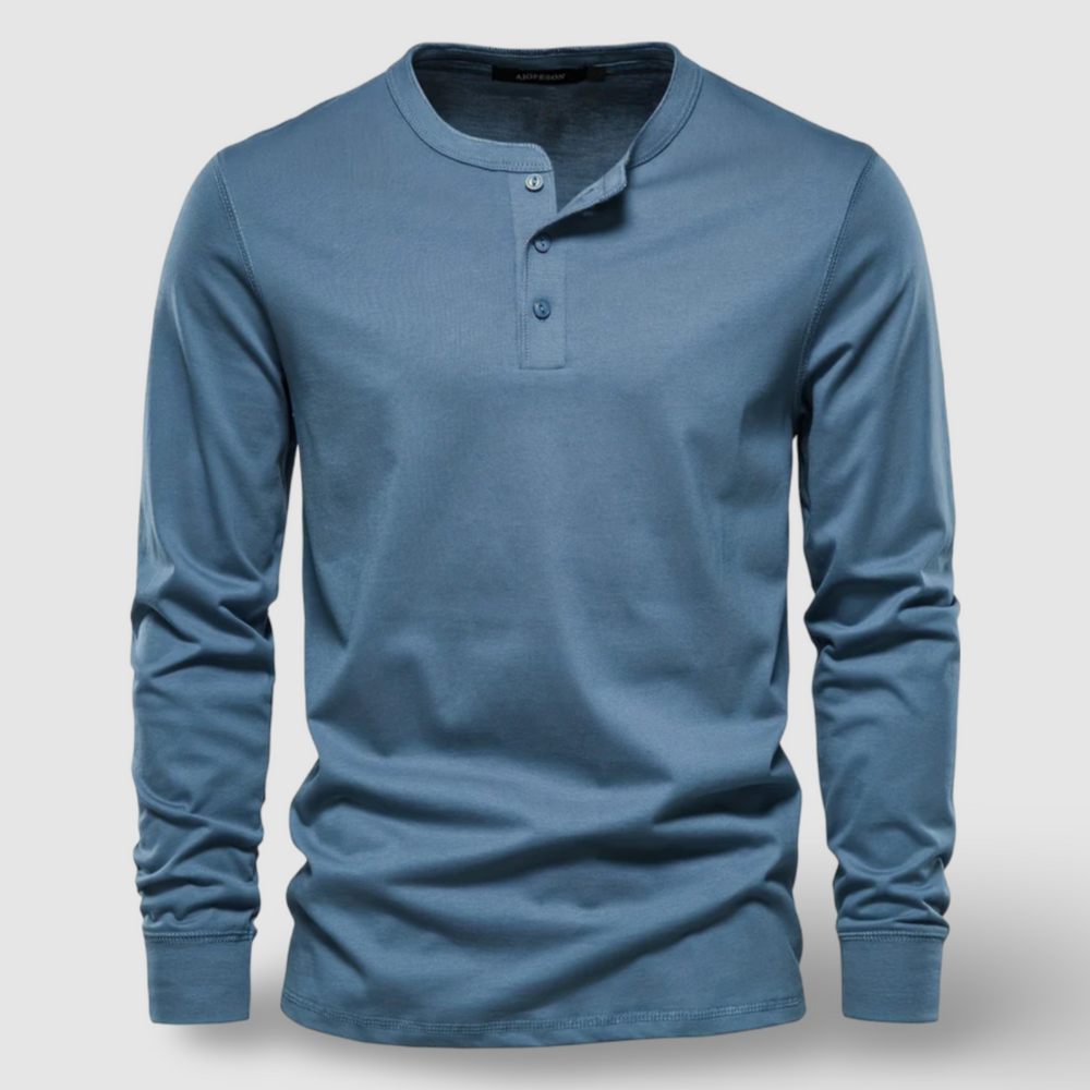 Cotton Long Sleeve Henley - T-Shirt CASA LARO MEN