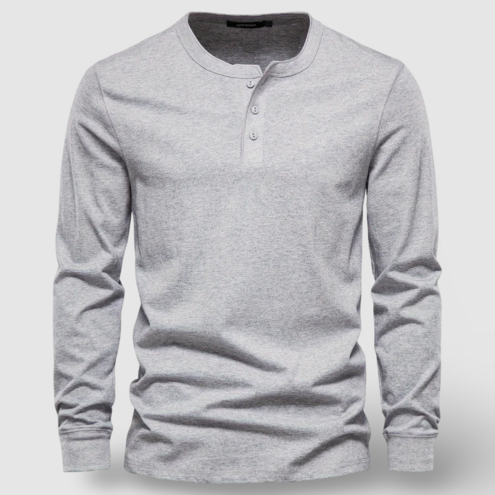 Cotton Long Sleeve Henley - T-Shirt CASA LARO MEN