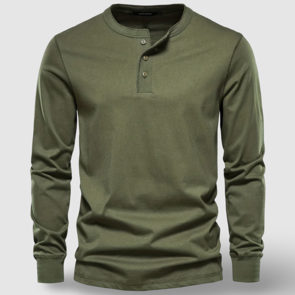 Cotton Long Sleeve Henley - T-Shirt CASA LARO MEN