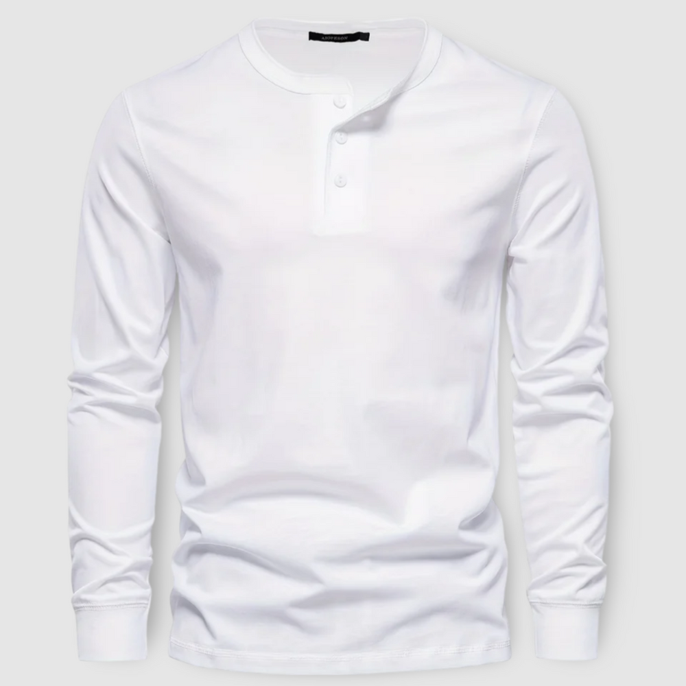 Cotton Long Sleeve Henley - T-Shirt CASA LARO MEN