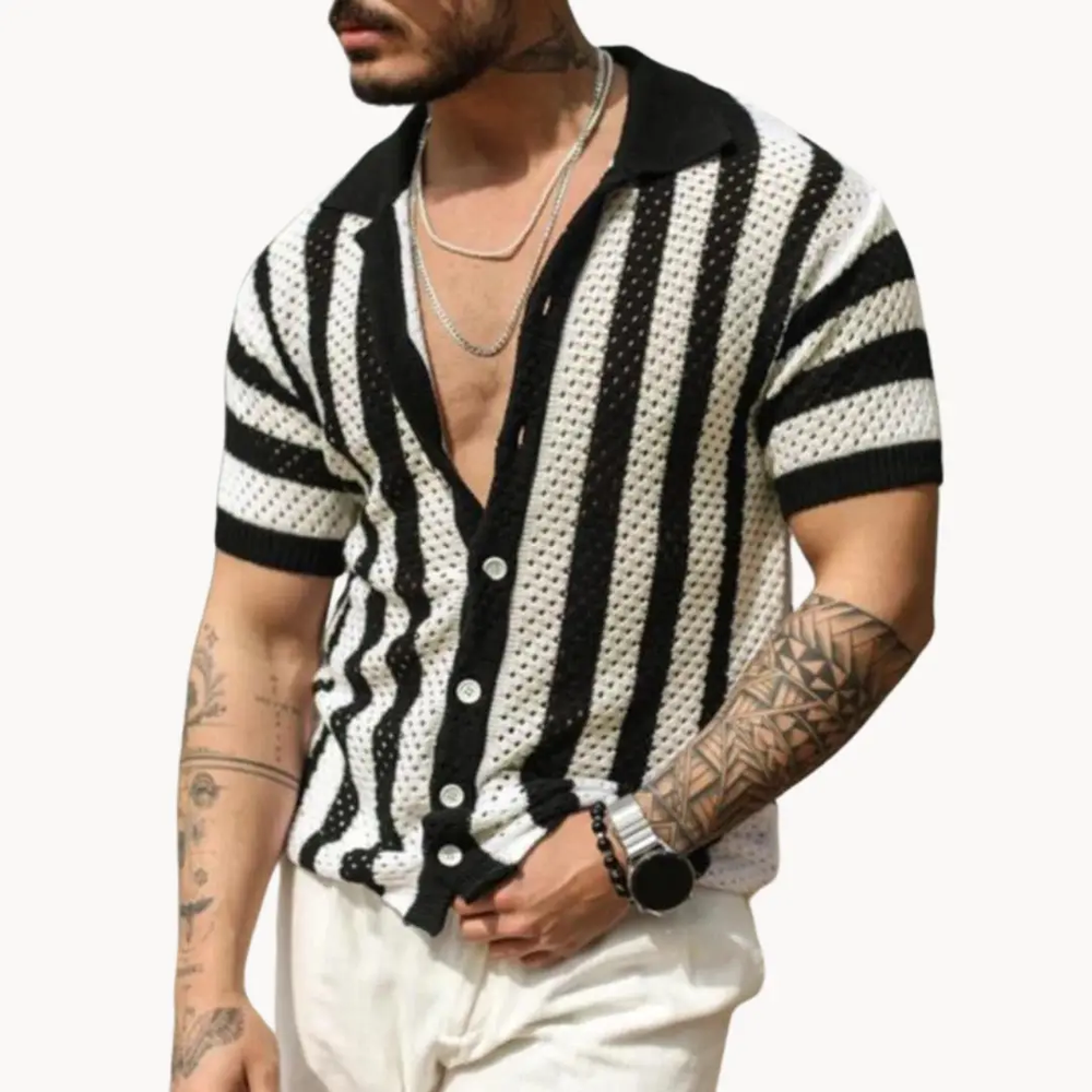 Crochet Knit Button Front - Polo Shirt CASA LARO