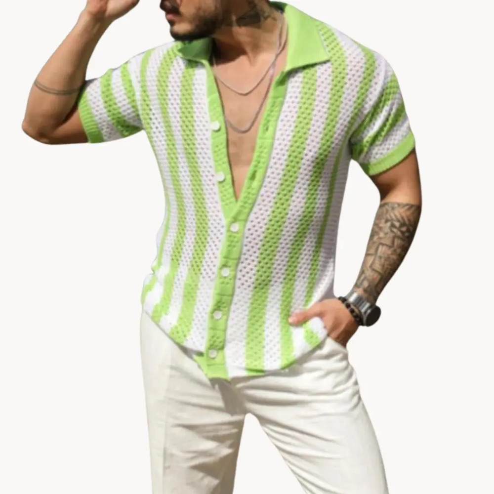 Crochet Knit Button Front - Polo Shirt CASA LARO