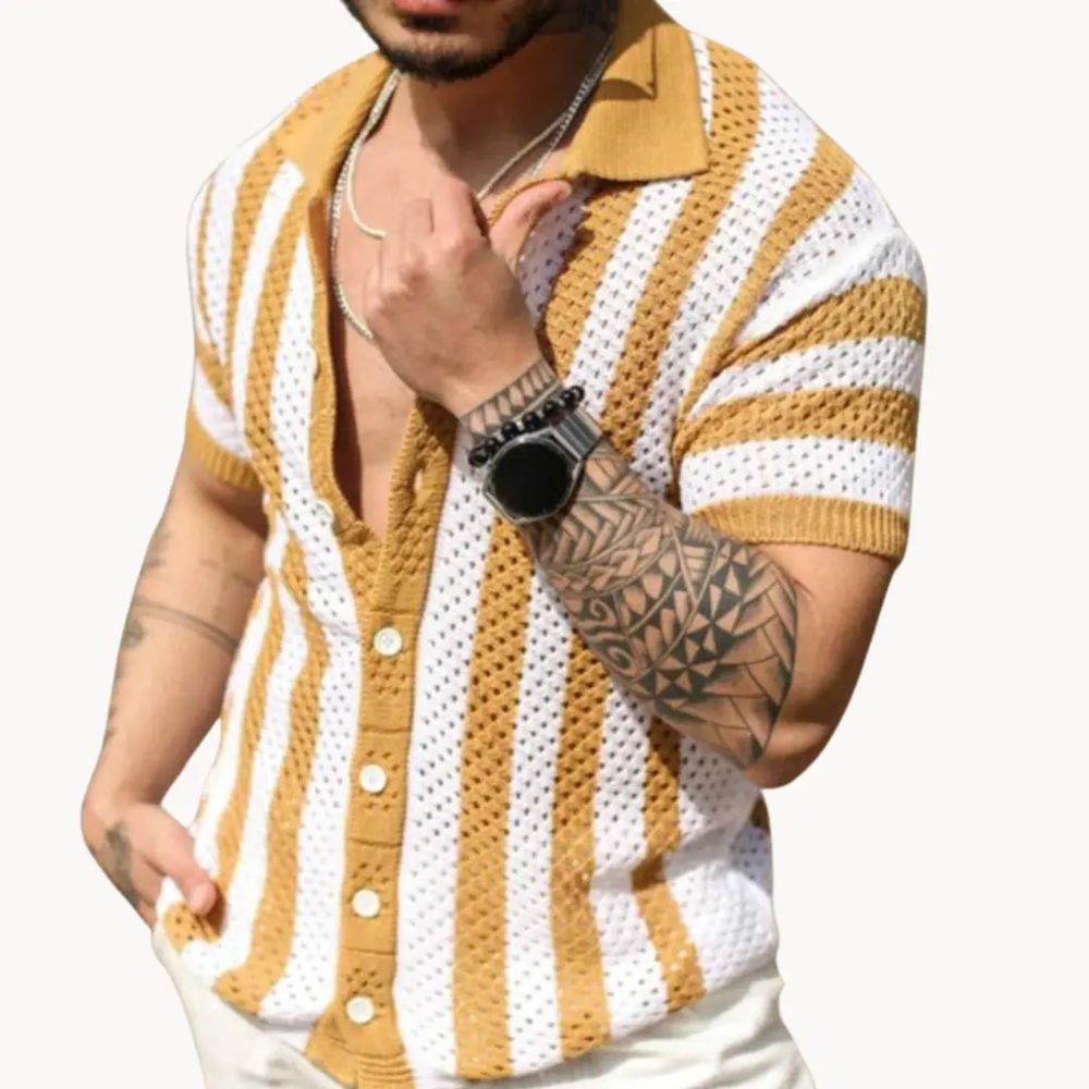 Crochet Knit Button Front - Polo Shirt CASA LARO