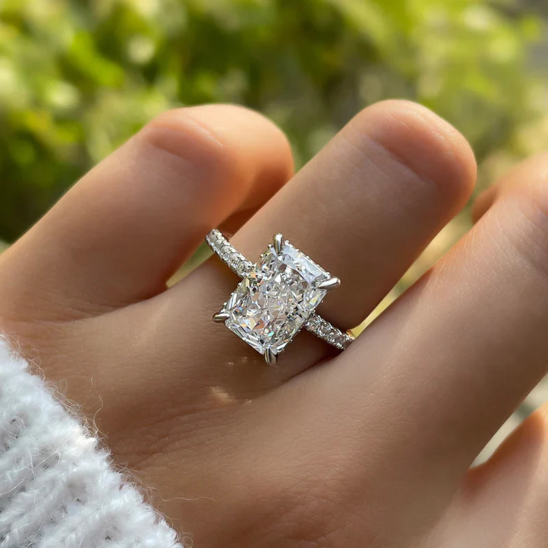 Stunning 3.5CT. Radiant Cut Engagement Ring In Sterling Silver Shineofdiamond